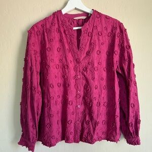 Soft Surroundings Long Sleeve Floral Embroidered Blouse Top Women’s Medium